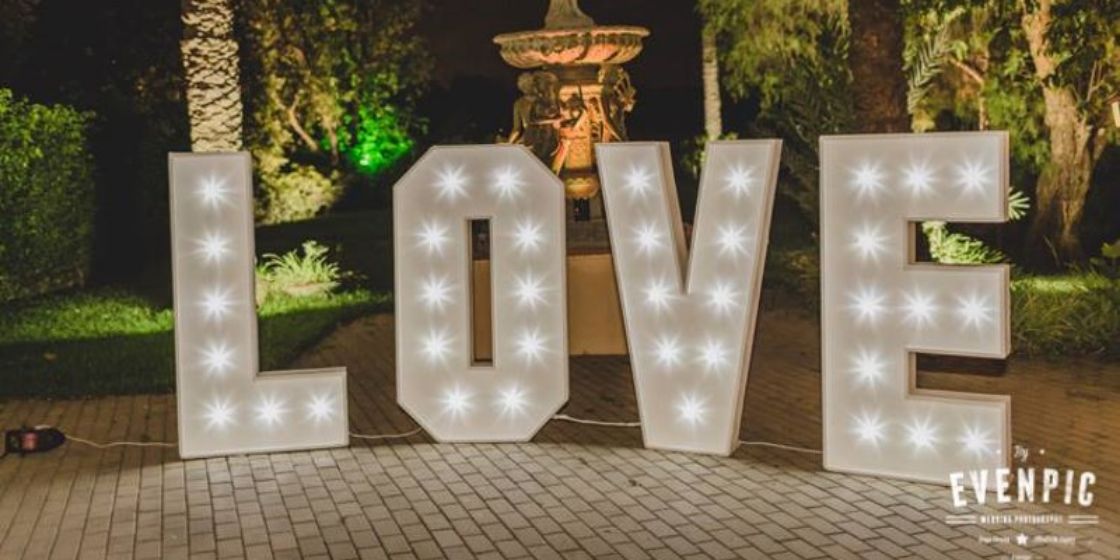 Illuminated giant LOVE letters Marbella