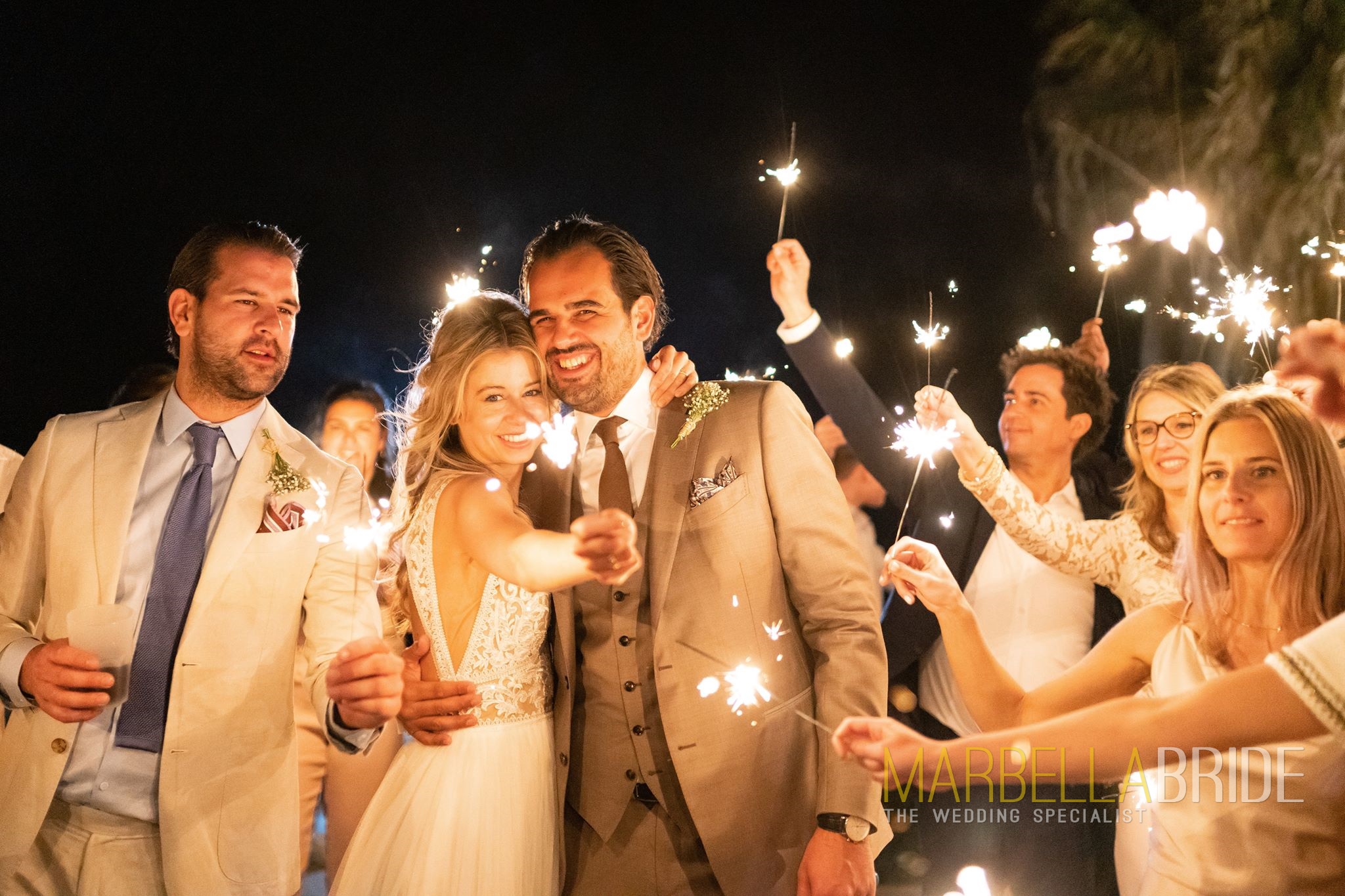 Sparklers at a wedding