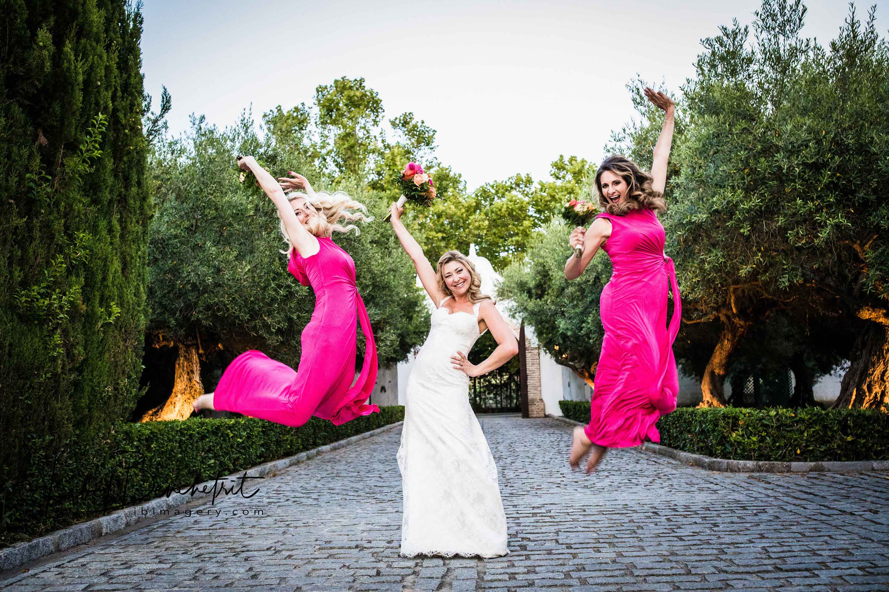 Bridesmaids do a Jump 